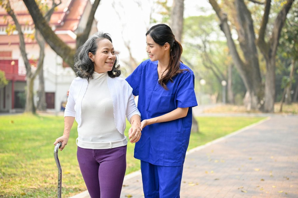 Caregiver offering steady support